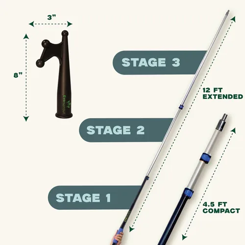 Vista 6 de EVERSPROUT Telescoping Boat Hook Floats, Scratch-Resistant, Sturdy Design Durable & Lightweight, 3-Stage Anodized Aluminum Pole Threaded End