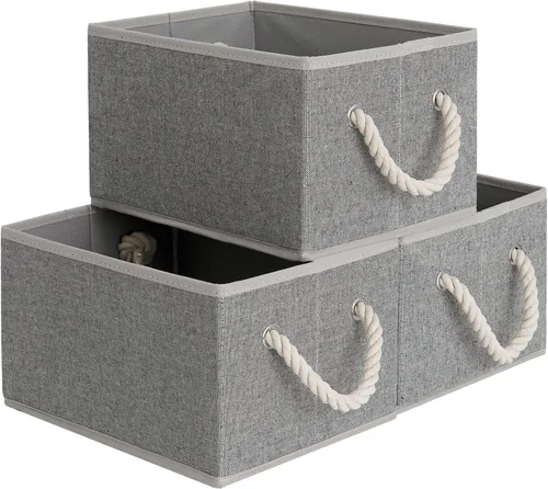 Vista 30 de StorageWorks - Canastas de almacenamiento para estantes, contenedores de tela plegables para armario con asas, contenedores de almacenamiento