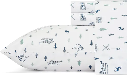 Vista 105 de Eddie Bauer - Juego de sábanas individuales XL, sábanas de percal de algodón, sábanas frescas y crujientes, ideales para dormitorio