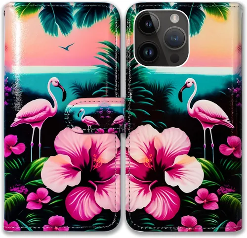 Vista 10 de Bcov Funda para iPhone 15 Pro Max, funda de piel con tapa y soporte para tarjeta y soporte para iPhone 15 Pro Max