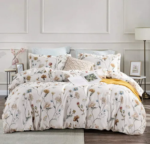 Vista 28 de SLEEPBELLA - Juego de edredón tamaño Queen, 600 hilos de algodón gris con patrón de lunares de color turquesa amarillo, juego de edredón reversible
