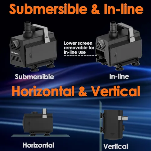 Vista 5 de Bomba de agua sumergible 600GPH/35W Bombas de fuente con control de flujo, bomba de estanque sumergible al aire libre con cable de alimentación de 3