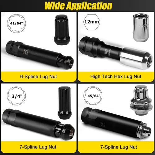 Vista 9 de Topec Juego de 16 llaves maestras de tuerca de bloqueo Juego de llaves de 5, 6, 7, 12 ranuras, estilo estrella y hex interno, acero CR-MO
