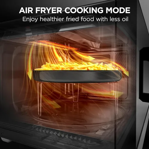 Vista 3 de BLACK+DECKER Horno microondas 5-en-1 con función de freidora de aire, combinación, horneado, asado y cocción por convección, 0,9 pies cúbicos