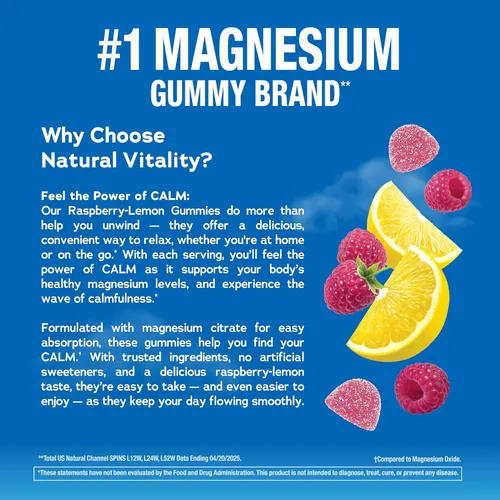 Vista 4 de Gomitas antiestrés Calm de Natural Vitality, un suplemento de magnesio relajante, 120, 1