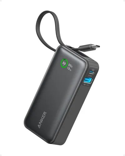 Vista 7 de Anker Nano Power Bank, cargador portátil de 10,000 mAh con cable USB-C integrado, recarga de 30 W, salida máxima de 30 W con USB-C y A, para iPhone