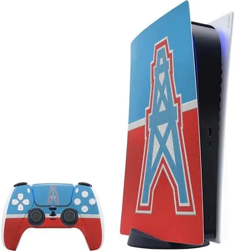 Vista 7 de Skinit Calcomanía para juegos compatible con PS5 Bundle – Diseño de logotipo grande con licencia oficial de los Houston Texans de la NFL