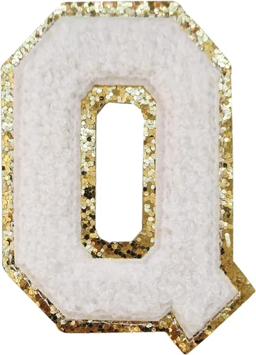 Vista 103 de SPRT - Parches de letras de chenilla universitaria con purpurina, parche de letras blancas para planchar con letras del alfabeto para disfraz