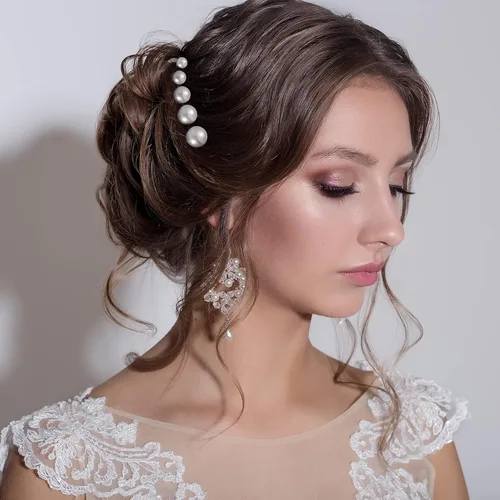 Vista 5 de 32 horquillas para el pelo de perlas nupciales con diamantes de imitación, accesorios para el cabello, pasador en forma de U para novia, dama