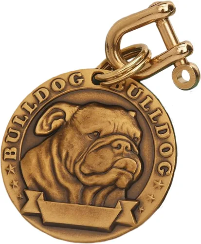 Vista 51 de Etiquetas de identificación para perros de latón macizo con grabado de letras, patrón de alivio 3D frontal, texto personalizado grabado láser