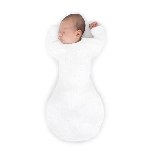 Vista 15 de SwaddleDesigns Saco de Transición para Envolver, Mangas de Media Longitud con Brazos Arriba y Puños de Manopla, Manta Envolvente para la Transición