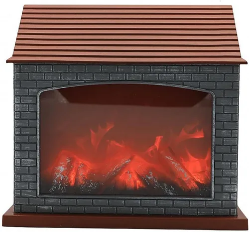 Vista 17 de Farol de chimenea pequeño y acogedor tradicional realista con efecto de llama de leña, luz LED, estilo carbón, lámpara de mesa