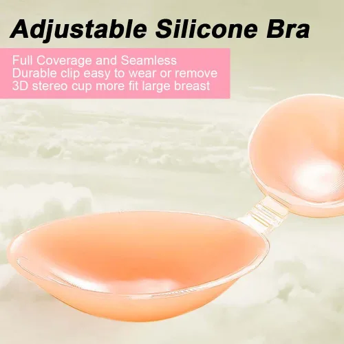 Vista 5 de FOME Brasier adhesivo invisible, brasier con realce para mujer, brasier adhesivo de silicona para levantamiento de pesas, brasier sin espalda