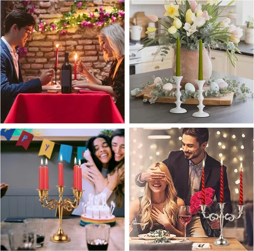 Vista 4 de Rely+ Juego de 2 portavelas mini soporte para mesa de café de comedor, centro de mesa, portavelas cónicos, portavelas cónicos, decoración del hogar