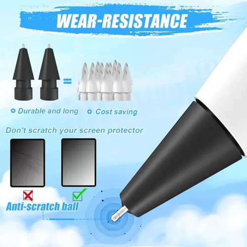 Vista 5 de Puntas de lápiz mejoradas para lápiz Apple iPad Pro de 2ª generación de 1ª generación, 0.031 in, sin desgaste, punta fina, control preciso, punta