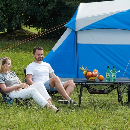 Vista 2 de PORTAL Mesa de camping plegable portátil con patas ajustables, mesa plegable de aluminio mesa enrollable con bolsa de transporte para exteriores