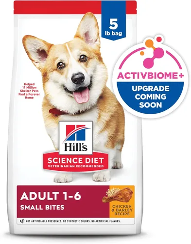 Vista 14 de Hill's Science Diet - Comida seca para perros adultos de 1 a 6 años, nutrición premium, croquetas pequeñas, sabor pollo y cebada, bolsa de 5 libras