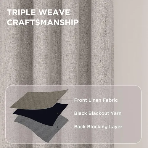 Vista 14 de CUCRAF Juego de 2 paneles de cortinas 100% opacas de 54 pulgadas de largo, cortinas texturizadas de lino para oscurecer la habitación, con ojales