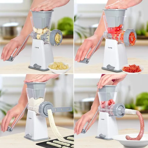 Vista 3 de LHS Picadora manual de carne con cuchillas de acero inoxidable, resistente y potente base de succión para uso doméstico rápido y sin esfuerzo