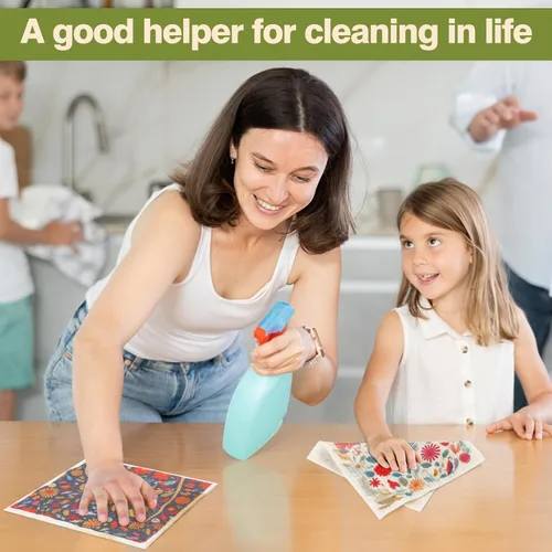 Vista 2 de Paños de cocina suecos reutilizables, paquete de 6, paños de cocina sin olor, paños de papel reutilizables de secado rápido, paños de papel