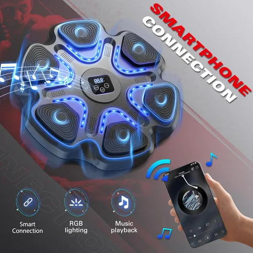 Vista 2 de Music Boxing Machine with Gloves for Adults Boxing Machine Wall Mounted Music, Smart Connection Boxing Equipment for Home and Gym, Training Machine