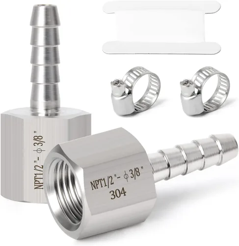 Vista 31 de TAISHER 1 PIEZA Accesorio de Manguera Codo de Acero Inoxidable 304 de 90 Grados - Púa de 1" x Púa de 1" para Combustible/Aire/Líquido/Gas con 2