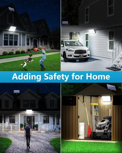 Vista 7 de 400LED Luces Solares para Exteriores, Luces de Inundación Solares Impermeables IP67, Luz Exterior con Sensor de Movimiento y Control Remoto de 3