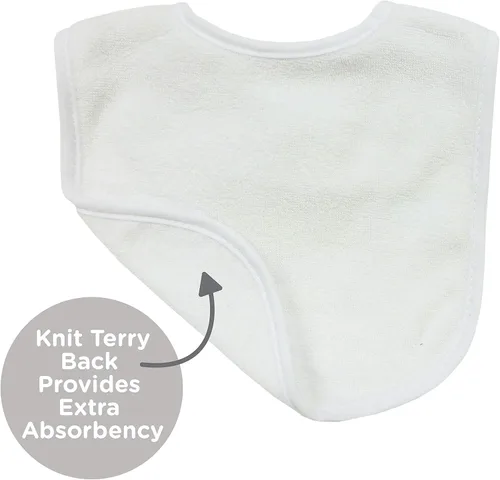 Vista 4 de Neat Solutions - Baberos de tela de rizo de punto de 2 capas de color liso, color blanco, paquete de 20