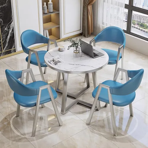 Vista 16 de YVYKFZD Office Reception Room Club Table and Chair Set, Coffee Kitchen Dining Table Set, Simple Round Conference Table for 4, Leisur Conference Room