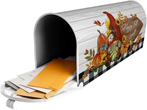 Vista 8 de Cubierta de buzón de otoño, cubierta magnética impermeable para buzón, de gnomo, 18 x 21 pulgadas, envoltura de arce de calabaza, decoración