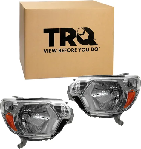 Vista 66 de TRQ Juego de Conjunto de Ensamble de Faros de 2 Piezas de Desempeño Halógeno con Marco Cromado Conductor y Lado del Pasajero Compatible con Mercedes