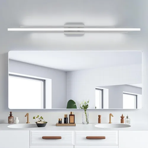 Vista 12 de VitaLink Lámpara de tocador dorada, 23.6 pulgadas, moderna lámpara de pared de baño sobre espejo de tocador de vidrio esmerilado con 2 luces
