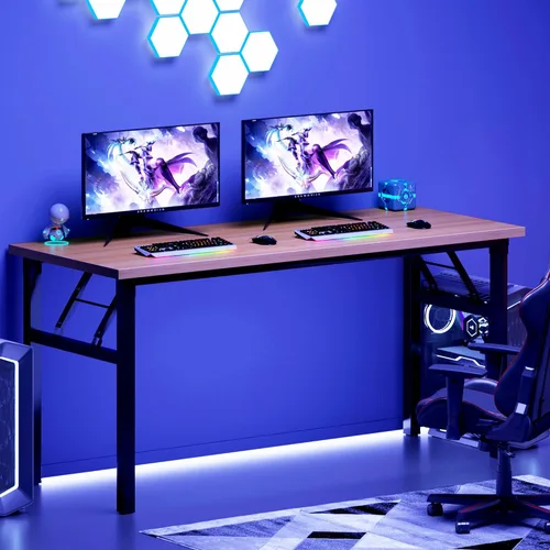 Vista 257 de DlandHome Escritorio plegable pequeño de 31.5 pulgadas, escritorio de computadora para oficina en casa, mesa plegable para espacios pequeños,