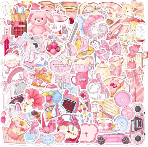 Vista 44 de DothRayan Calcomanías artísticas para niños, adolescentes y adultos, 100 unidades, lindas calcomanías estéticas de vinilo impermeables para botella