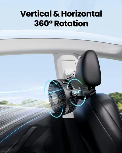 Vista 6 de Gaiatop Mini ventilador portátil para cochecito, funciona con pilas, pequeño clip, desmontable de 3 velocidades recargable, gira 360°, trípode