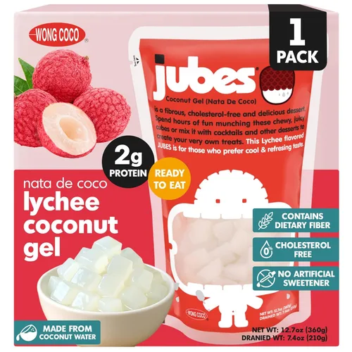 Vista 13 de Jubes Grape Nata De Coco Jelly Cubes 12.7 oz – Cubos de jalea de coco de uva para sagú – Gel de coco en ingredientes de jarabe para té de frutas