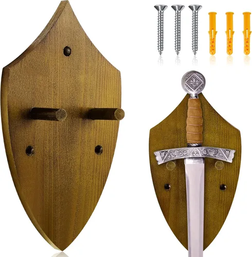 Vista 13 de Queekay Colgador de Placa de Madera para Montaje en Pared de Espada Katana, Soporte de Exhibición para Pared con Herrajes (Negro, Elegante)