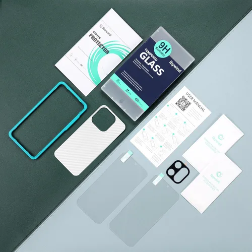 Vista 8 de Ibywind Protector de pantalla para OnePlus 15 5G, 2 unidades, vidrio templado de dureza 9H y protector de lente de cámara, con marco de alineación