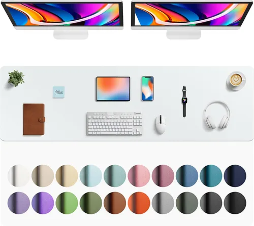 Vista 143 de Aothia - Protector de escritorio de cuero sintético, base para mouse y cubierta antideslizante, superficie impermeable para laptop y escritura