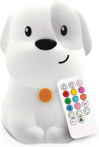 Vista 16 de LumiPets Eggbert the Elephant - Luz nocturna blanda para niños Luz nocturna de silicona con toque, control remoto Luz recargable de animales que