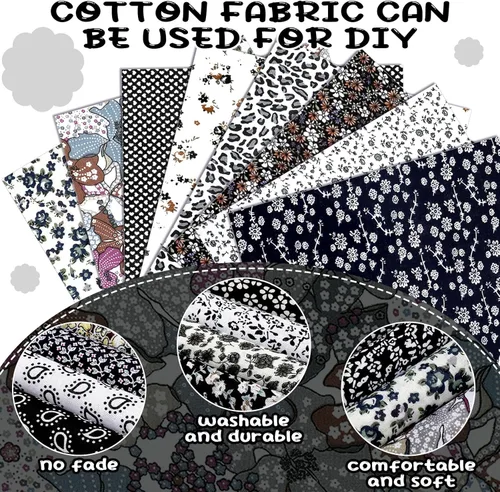 Vista 4 de Ganeen 40 piezas de tela de algodón de 20 x 20 pulgadas, suministros para hacer bricolaje, tela de retazos, algodón, impresa, manualidades, paquete