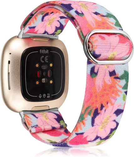 Vista 12 de TOYOUTHS 3 paquetes de correas compatibles con Fitbit Sense/Sense 2/Versa 3/Versa 4, correas elásticas ajustables de nailon para mujeres y hombres