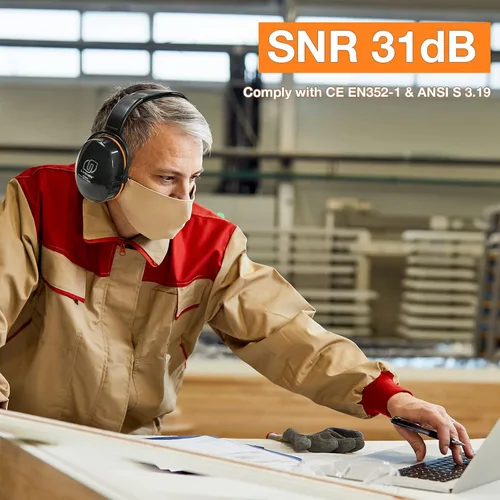 Vista 4 de LYSIAN Orejeras plegables con reducción de ruido protección auditiva para disparos taller eventos de seguridad ruidosos