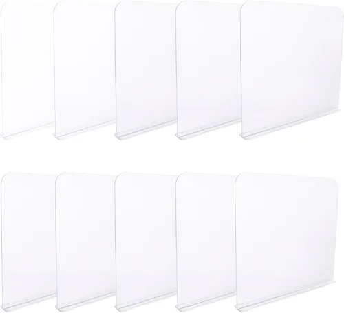 Vista 7 de ROUFA Separadores de estantes transparentes, 4 separadores de armario acrílicos para cualquier grosor de estantes, separadores de estantes de madera