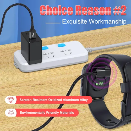 Vista 3 de AGVEE Cargador corto de 1.5 pies para Garmin Watch, cable de carga en forma de L para Fenix, Forerunner, Vivoactive, Instinct, Venu, Tactix, Negro