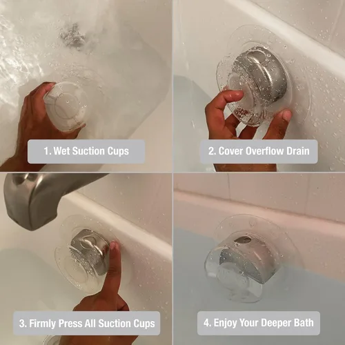 Vista 3 de Cubierta de desagüe de desbordamiento de bañera para baños más completos, accesorios de baño spa y baño, transparente (12078)