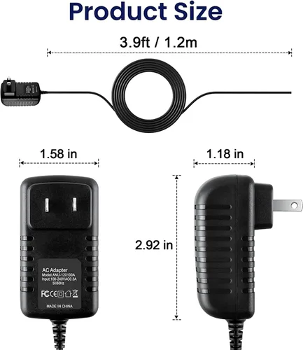Vista 4 de Global AC/DC Adapter for First Alert DWS-401 Digital Wireless Security System Power Supply Cord Cable