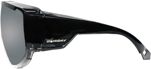 Vista 4 de BOMBER Lentes de seguridad de gran tamaño para lentes como gafas, marco negro mate, lente de seguridad de cristal de espejo plateado con forro