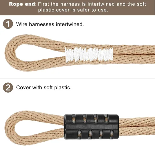 Vista 3 de BeneLabel 1 Pieza Cuerda para Columpio de Árbol, 19 pulgadas, Correa Colgante para Columpio de Hamaca de Árbol, Gancho Resistente, para Accesorios