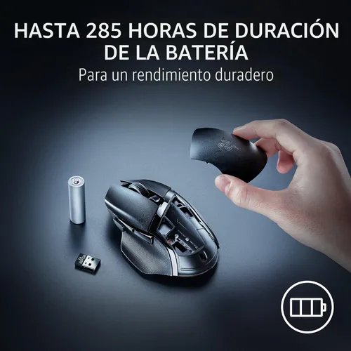 Vista 4 de Razer Basilisk V3 X HyperSpeed Gaming Mouse - Óptico - Inalámbrico - Bluetooth/Radio Frecuencia - 2.40 GHz - Negro - USB - 18000 dpi - 7 Botones - 7